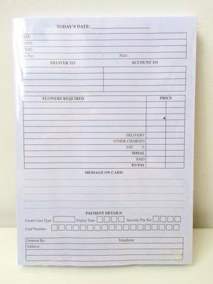 Florist Shop Order Pad x 5