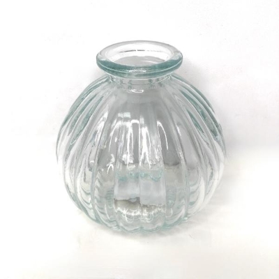 Clear Glass Ribbed Vase 9cm