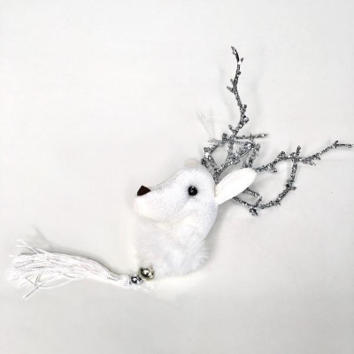 White Hanging Reindeer Head 26cm