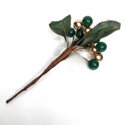 Green & Gold Berry Cluster 11cm