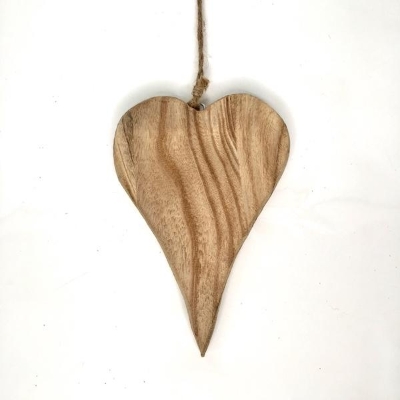 Natural Wooden Chunky Hanging Wooden Heart 25cm