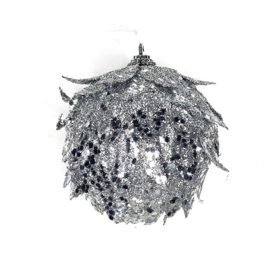 Silver Hanging Leaf Bauble 10cm