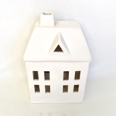 White Ceramic Matt Tealight House 13.5cm