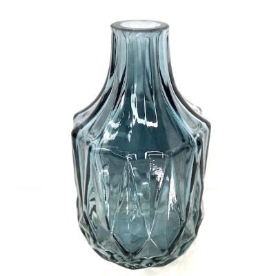 Blue Glass Bottle Vase 14cm