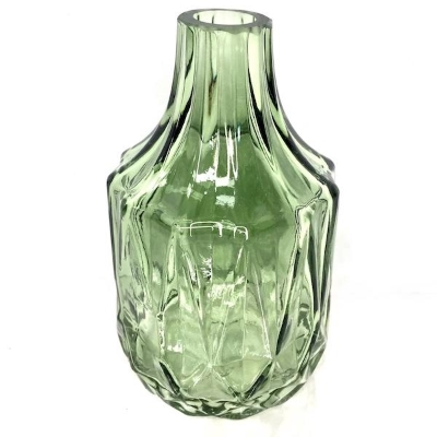 Vintage Green Glass Bottle Vase 14cm