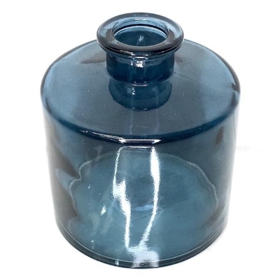 Blue Glass Squat Vase 11cm