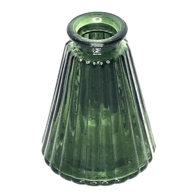 Green Glass Ribbed Bottle 10cm
