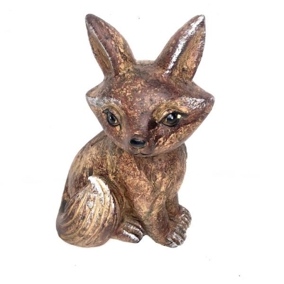 Brown Cement Fox Garden Ornament 18cm