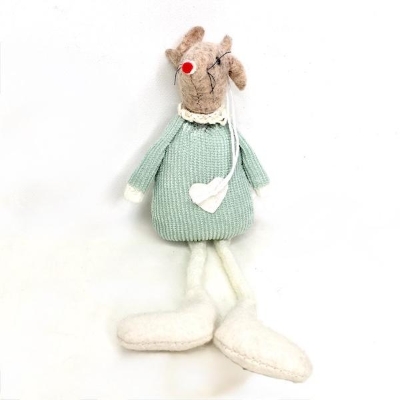 Green Fabric Mouse Dangly Legs 18cm