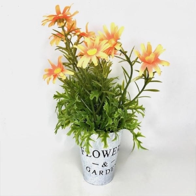 Orange Daisies in Tin Pot 27cm