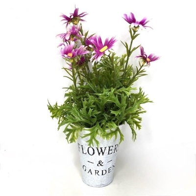 Pink Daisies in Tin Pot 27cm