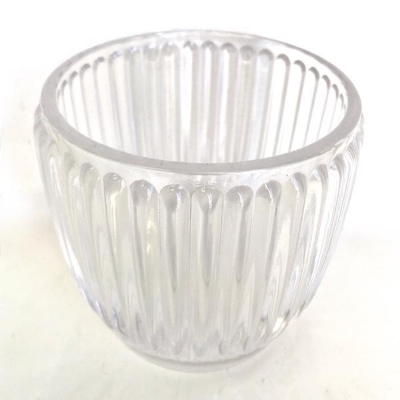 Clear Glass Ribbed Beatrice Tealight Holder 7cm