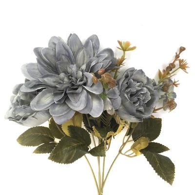 Blue Peony & Dahlia Bush 31cm