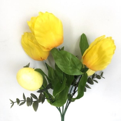 Yellow Tulip & Egg Bush 34cm