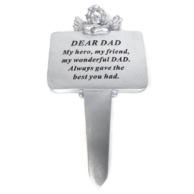 Dad Silver Cherub Stake 22cm
