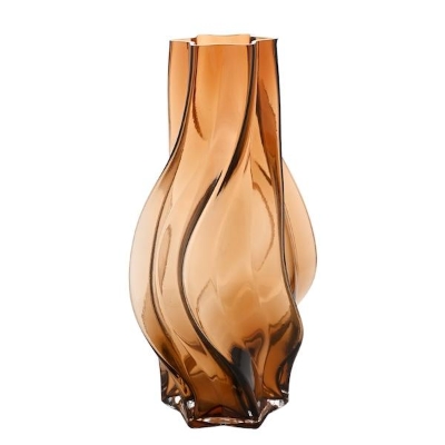 Amber Glass Swirl Vase 32cm