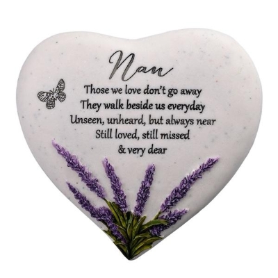 Nan Lavender Heart Stone 15cm