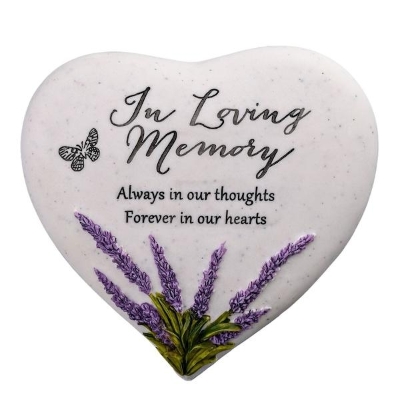 In Loving Memory Lavender Heart Stone 15cm