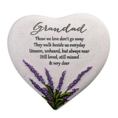 Grandad Lavender Heart Stone 15cm