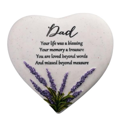 Dad Lavender Heart Stone 15cm