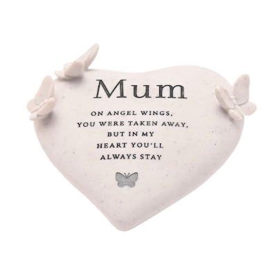 Mum Butterfly Heart Stone 15cm