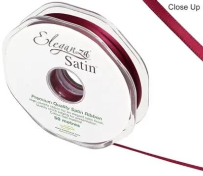 Burgundy Satin Ribbon 3mm 