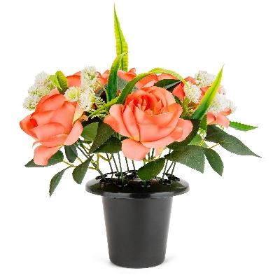 Coral Rose & Gyp Grave Pot 28cm