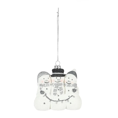 Silver Hanging Snowman Trio 9.5cm