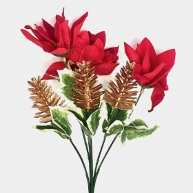 Red Velvet Poinsettia & Cone Bush 30cm