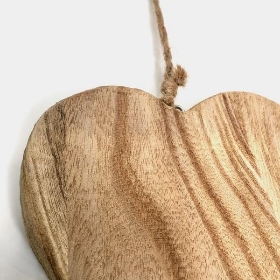 Natural Wooden Chunky Hanging Wooden Heart 25cm