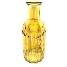Yellow Glass Bottle Vase 20cm