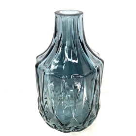 Blue Glass Bottle Vase 14cm