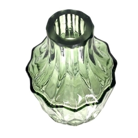 Vintage Green Glass Bottle Vase 14cm