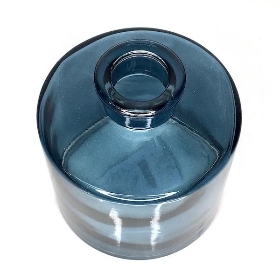 Blue Glass Squat Vase 11cm