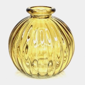 Yellow Glass Round Vase 9cm