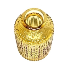 Yellow Glass Dimple Vase 11cm