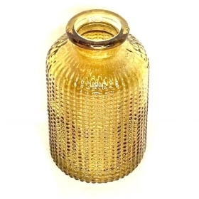 Yellow Glass Dimple Vase 11cm