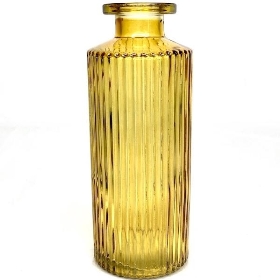 Yellow Glass Bottle Vase 14cm
