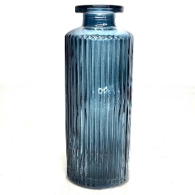 Blue Glass Bottle Vase 14cm
