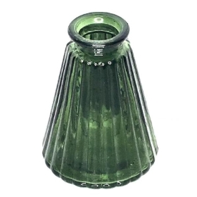 Green Glass Ribbed Bottle 10cm