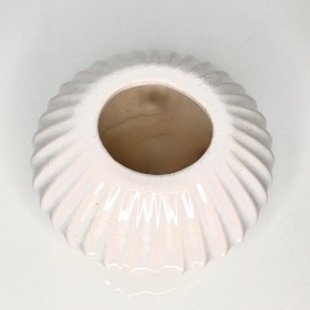 White Ribbed Pot 15cm
