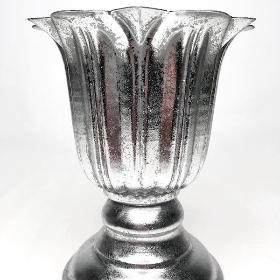 Silver Metal Scalloped Urn 15cm