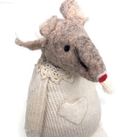 Cream Fabric Mouse 8cm