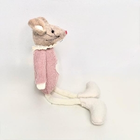 Pink Fabric Mouse Dangly Legs 18cm