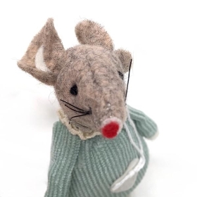 Green Fabric Mouse Dangly Legs 18cm