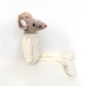 Cream Fabric Mouse Dangly Legs 18cm