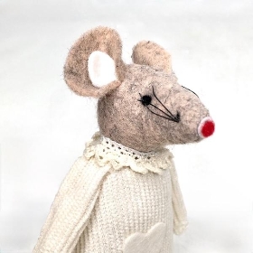 Cream Fabric Mouse Dangly Legs 18cm