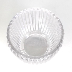 Clear Glass Ribbed Beatrice Tealight Holder 7cm