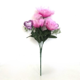 Lilac Rose & Heart Bush 34cm