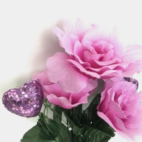 Lilac Rose & Heart Bush 34cm